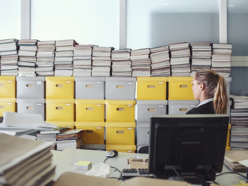 Messy office environment, archives